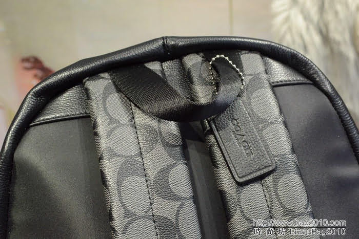 COACH蔻馳 專櫃原單 COACH 荔枝紋 男女款 時尚印花雙肩背包 F71973  Chz1076